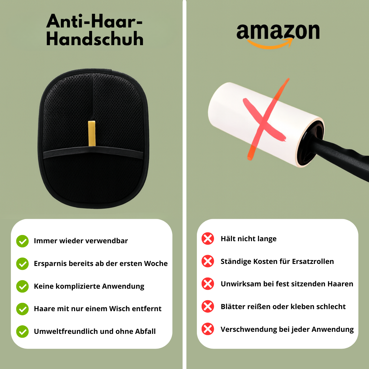 Handschuh gegen Haare