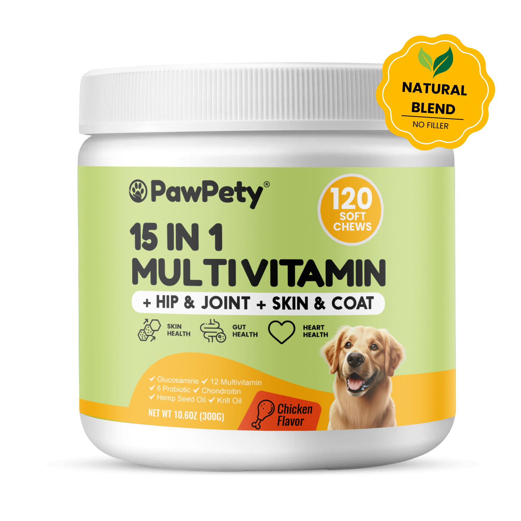 15 in 1 Multivitamin + Hip & Joint + Skin & Coat Chews For Dogs